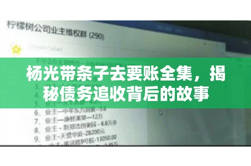 杨光带条子去要账全集，揭秘债务追收背后的故事