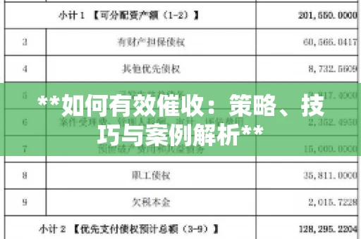 **如何有效催收：策略、技巧与案例解析**