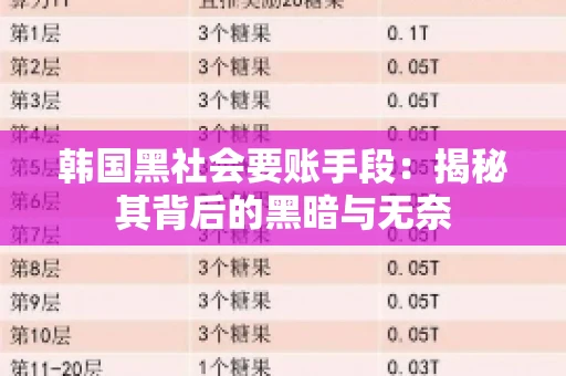 韩国黑社会要账手段：揭秘其背后的黑暗与无奈
